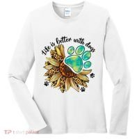 Life Is Better With Dogs’ Sublimation Featuring Dog Paws & Western Sunflowers Women's Long Sleeve Shirt thumb 0