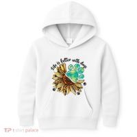 Life Is Better With Dogs’ Sublimation Featuring Dog Paws & Western Sunflowers Kids Hoodie thumb 0