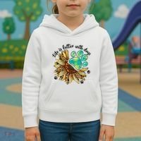 Life Is Better With Dogs’ Sublimation Featuring Dog Paws & Western Sunflowers Kids Hoodie thumb 3