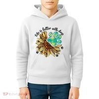 Life Is Better With Dogs’ Sublimation Featuring Dog Paws & Western Sunflowers Kids Hoodie thumb 4
