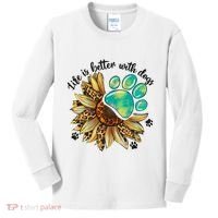 Life Is Better With Dogs’ Sublimation Featuring Dog Paws & Western Sunflowers Kids Long Sleeve Shirt thumb 0