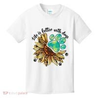 Life Is Better With Dogs’ Sublimation Featuring Dog Paws & Western Sunflowers Kids T-Shirt thumb 0