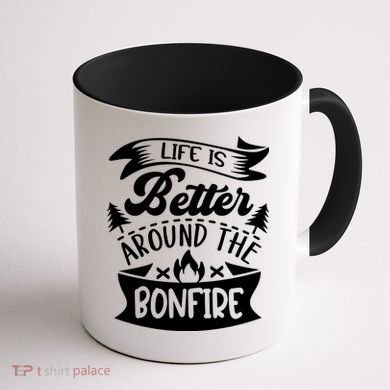 Life Is Better Behind The Bonfire Funny Camping Coffee Mug back