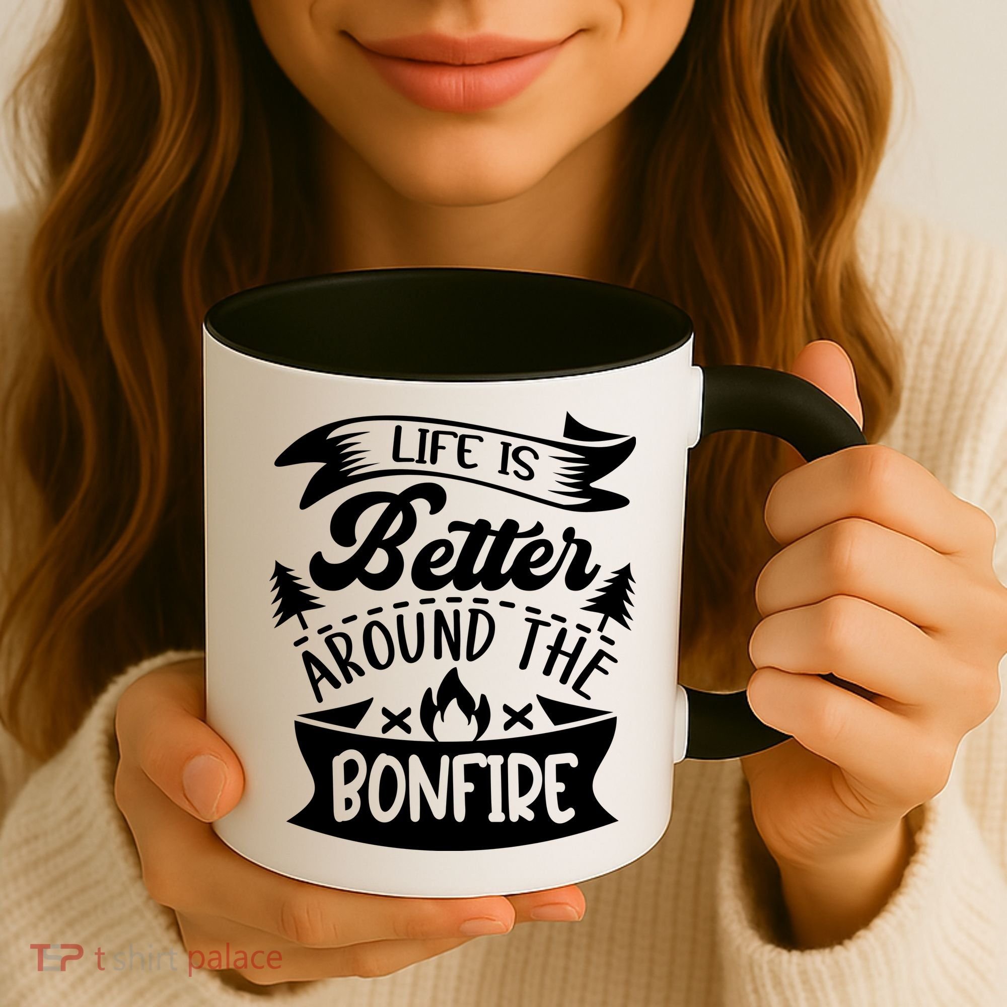 Life Is Better Behind The Bonfire Funny Camping Coffee Mug