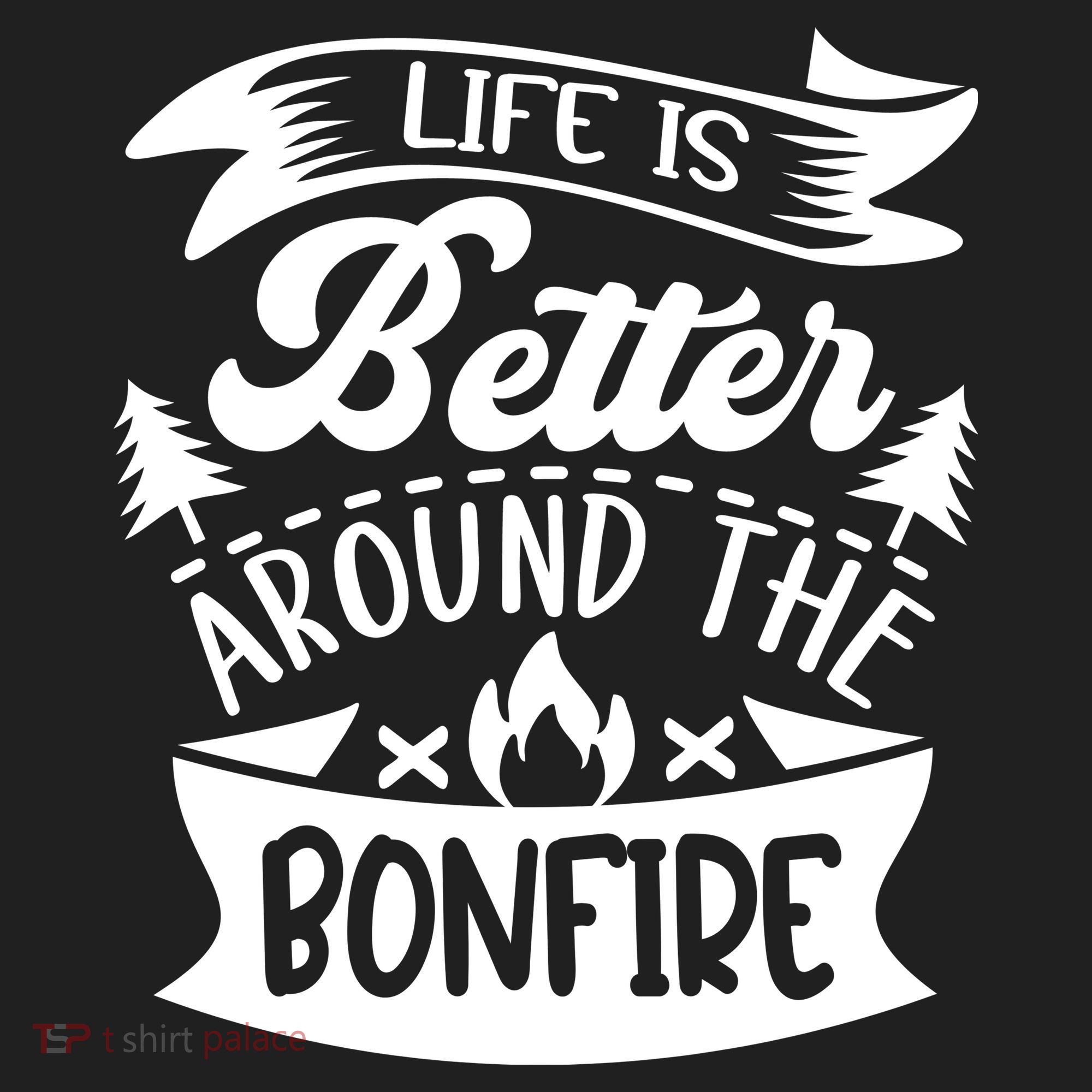 Life Is Better Behind The Bonfire Funny Camping Golf Towel