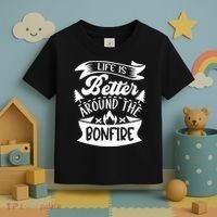 Life Is Better Behind The Bonfire Funny Camping Toddler T-Shirt thumb 3
