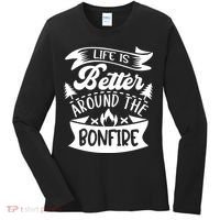 Life Is Better Behind The Bonfire Funny Camping Women's Long Sleeve Shirt thumb 0