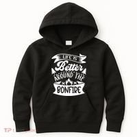 Life Is Better Behind The Bonfire Funny Camping Kids Hoodie thumb 0