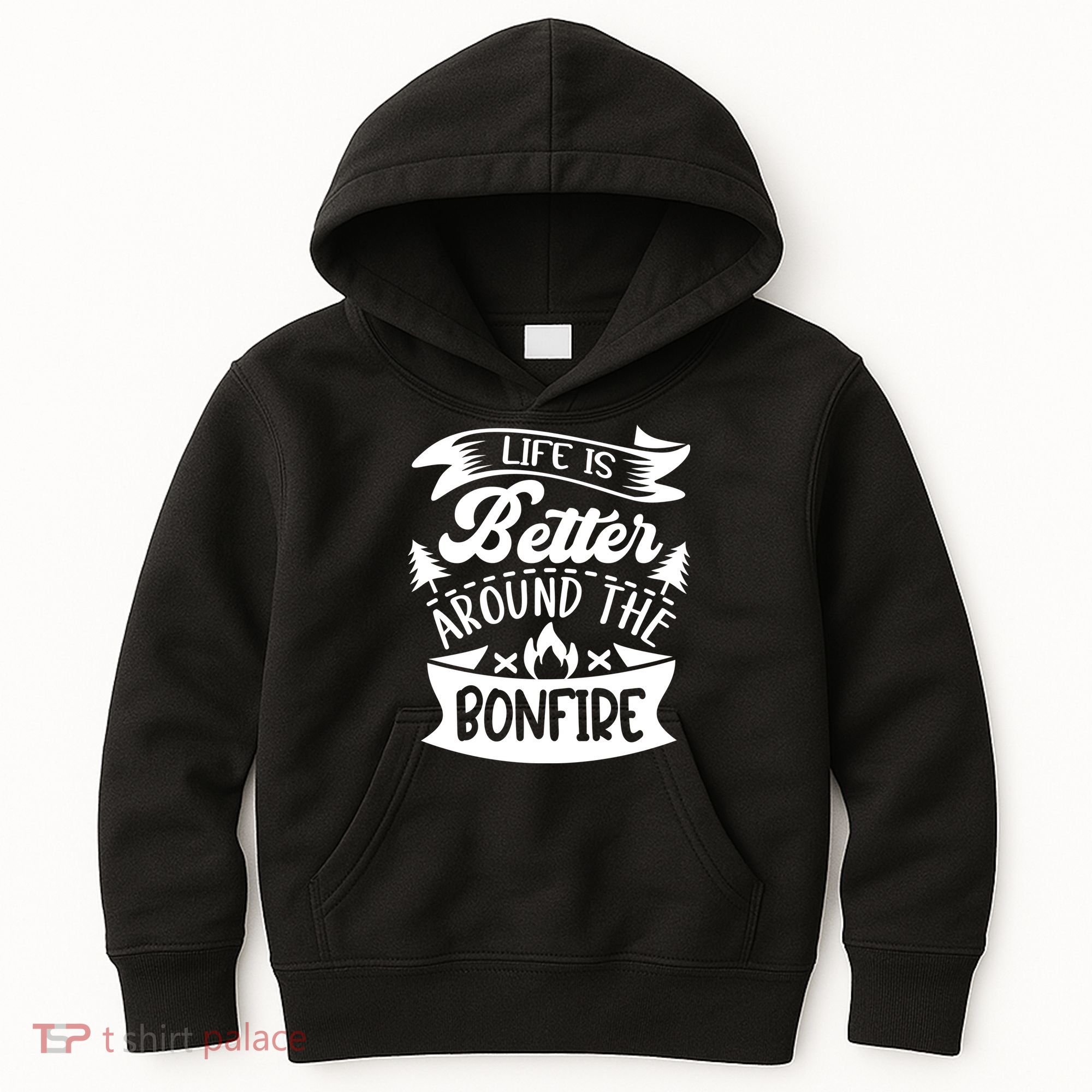 Life Is Better Behind The Bonfire Funny Camping Kids Hoodie