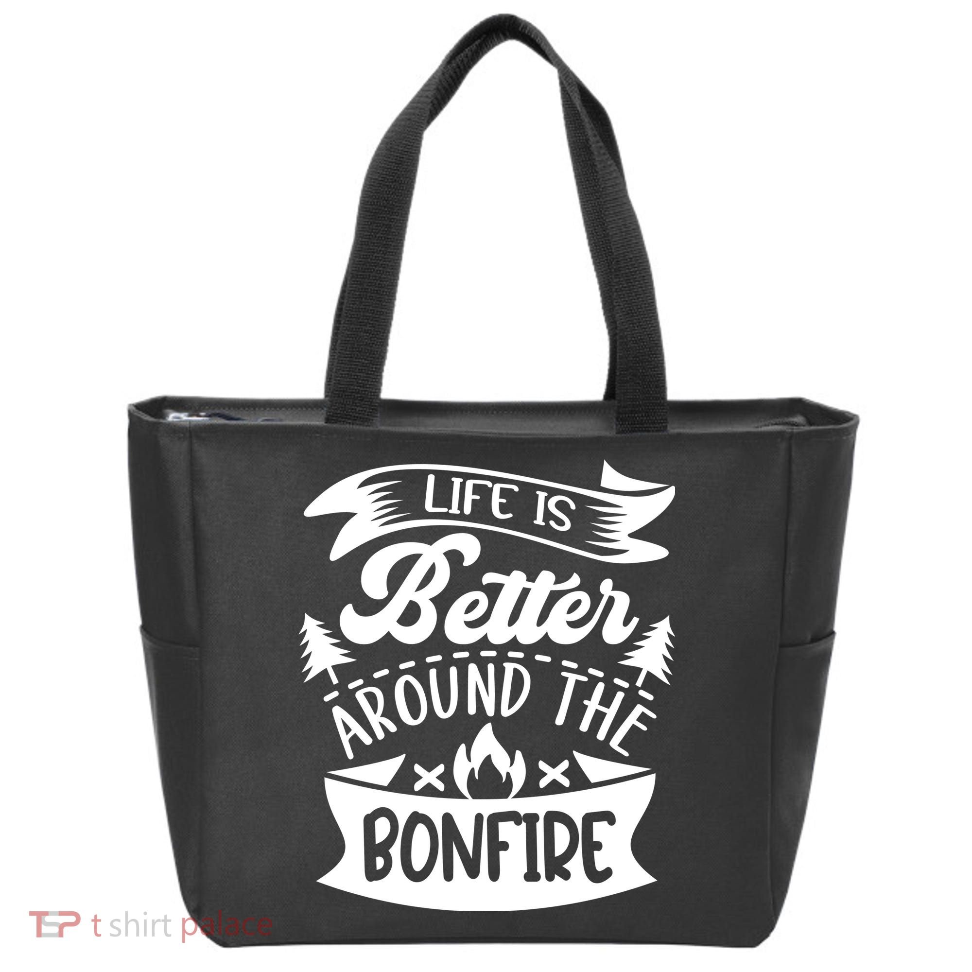 Life Is Better Behind The Bonfire Funny Camping Tote Bag