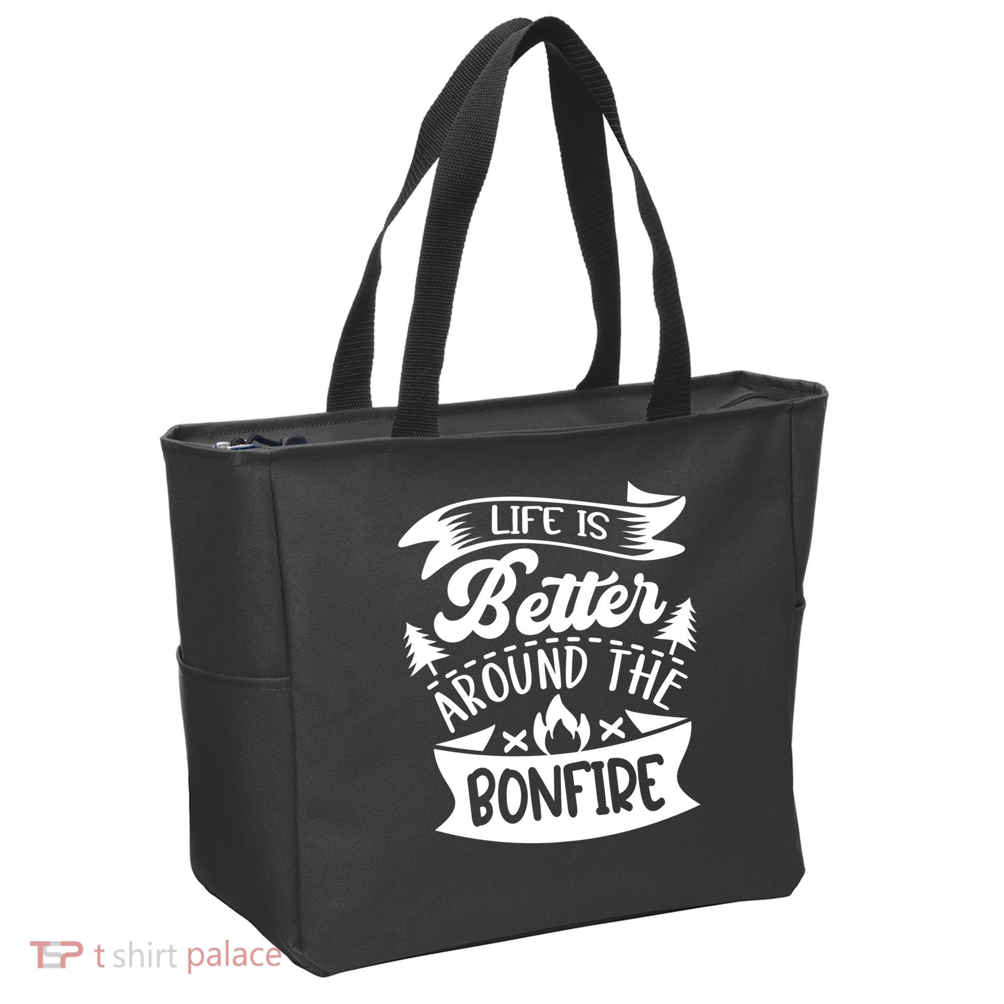 Life Is Better Behind The Bonfire Funny Camping Tote Bag