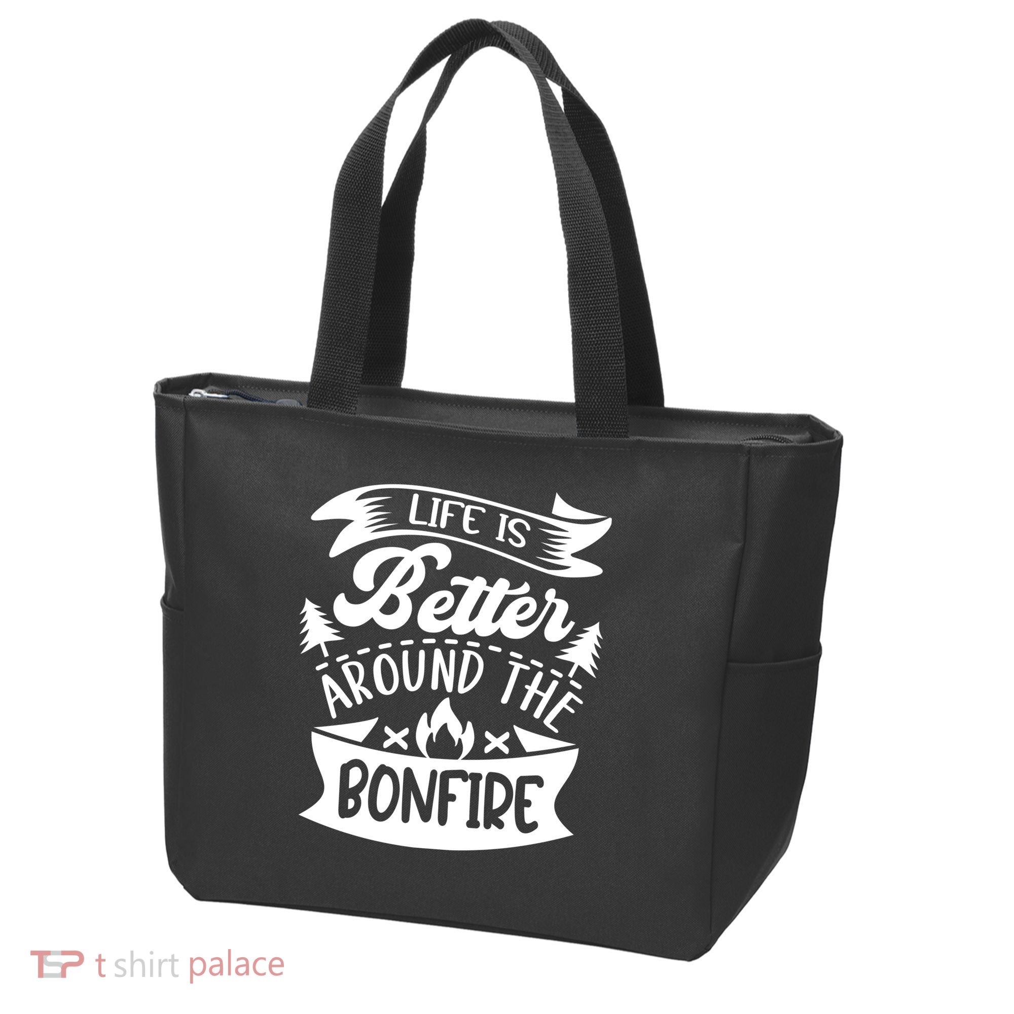 Life Is Better Behind The Bonfire Funny Camping Tote Bag