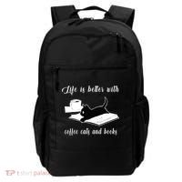 Life Is Better With Coffee Cats And Books Cat Lover T Backpack thumb 0