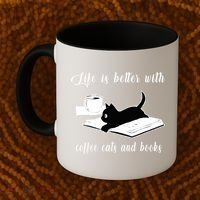 Life Is Better With Coffee Cats And Books Cat Lover T Coffee Mug thumb 2
