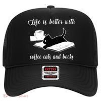 Life Is Better With Coffee Cats And Books Cat Lover T Hat thumb 0