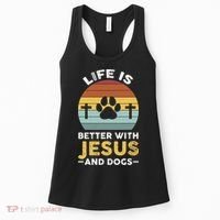 Life Is Better With Jesus And Dogs Jesus Women's Tank Top thumb 0