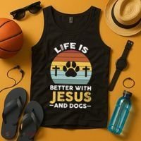 Life Is Better With Jesus And Dogs Jesus Tank Top thumb 4