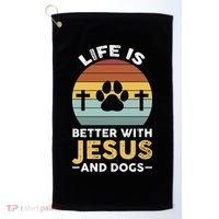 Life Is Better With Jesus And Dogs Jesus Golf Towel thumb 0