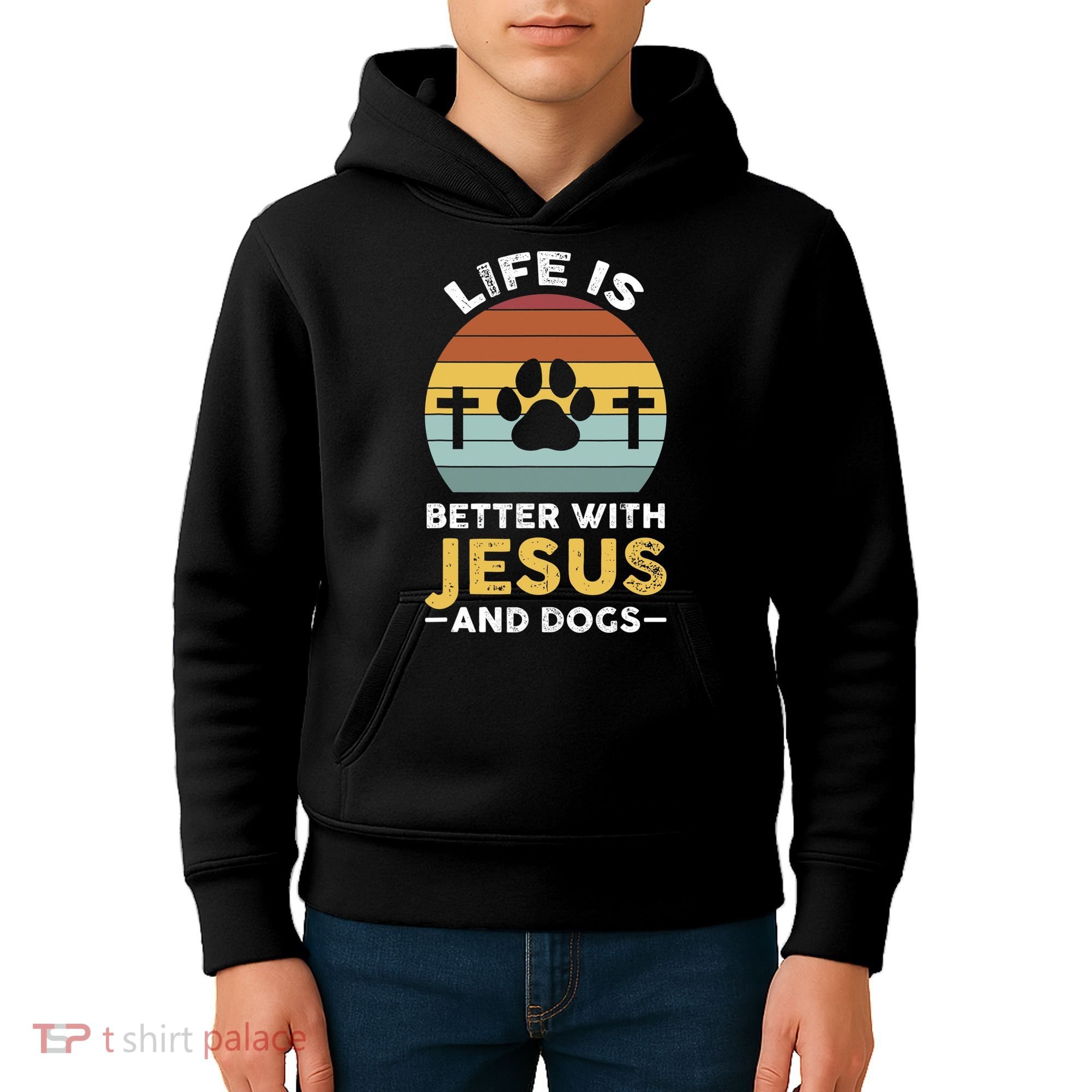 Life Is Better With Jesus And Dogs Jesus Kids Hoodie