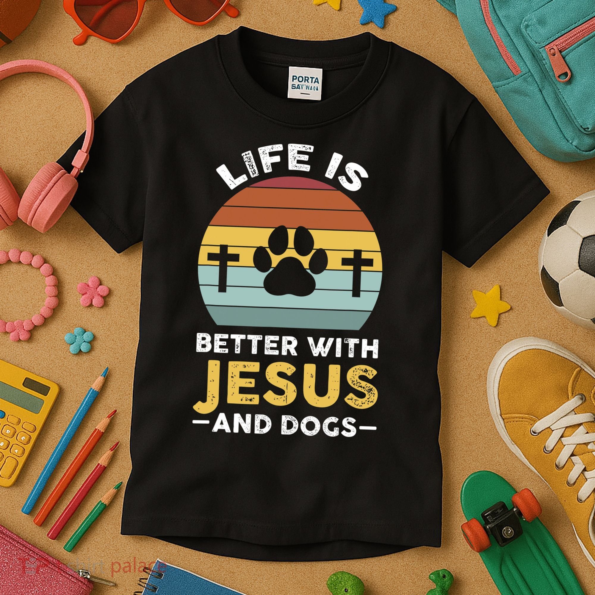 Life Is Better With Jesus And Dogs Jesus Kids T-Shirt