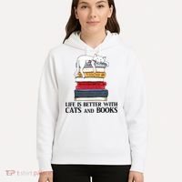Life Is Better With Cats And Books Cat Book Hoodie thumb 5