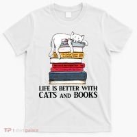 Life Is Better With Cats And Books Cat Book T-Shirt thumb 0