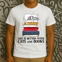 Life Is Better With Cats And Books Cat Book T-Shirt thumb 3