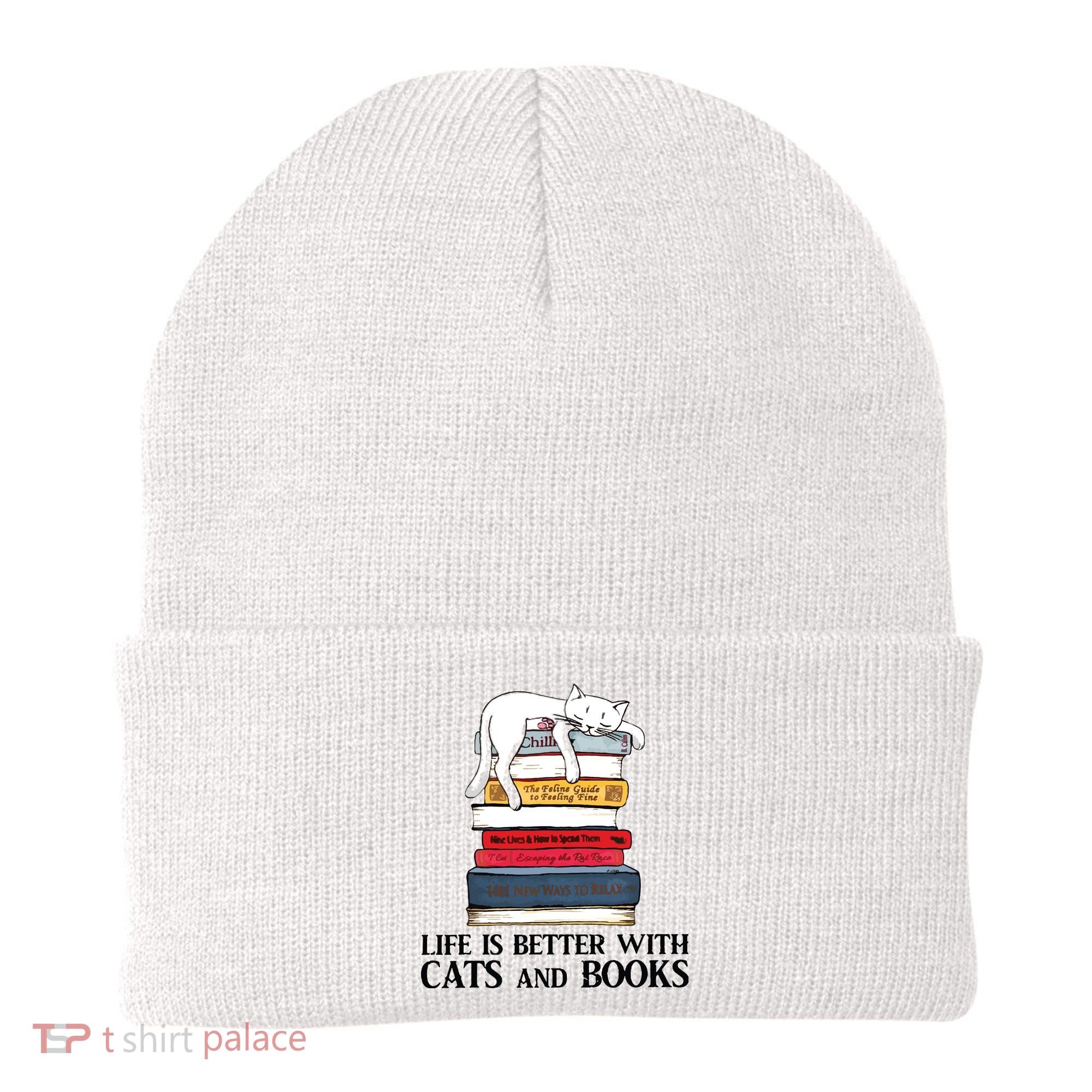 Life Is Better With Cats And Books Cat Book Beanie