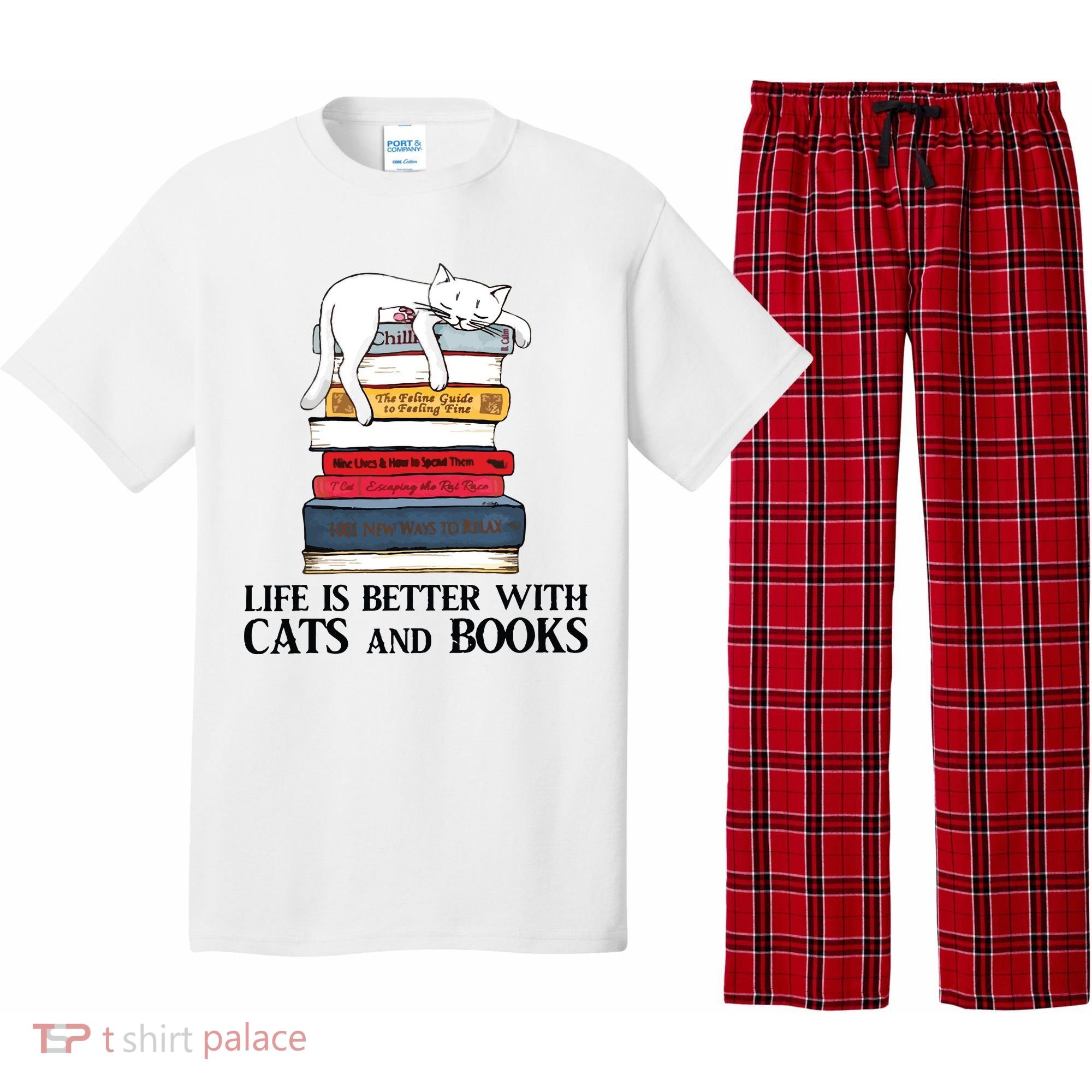 Life Is Better With Cats And Books Cat Book Pajama Set