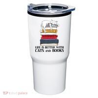 Life Is Better With Cats And Books Cat Book Tumbler thumb 0