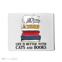 Life Is Better With Cats And Books Cat Book Mousepad thumb 0