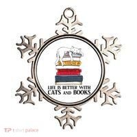 Life Is Better With Cats And Books Cat Book Ornament thumb 0