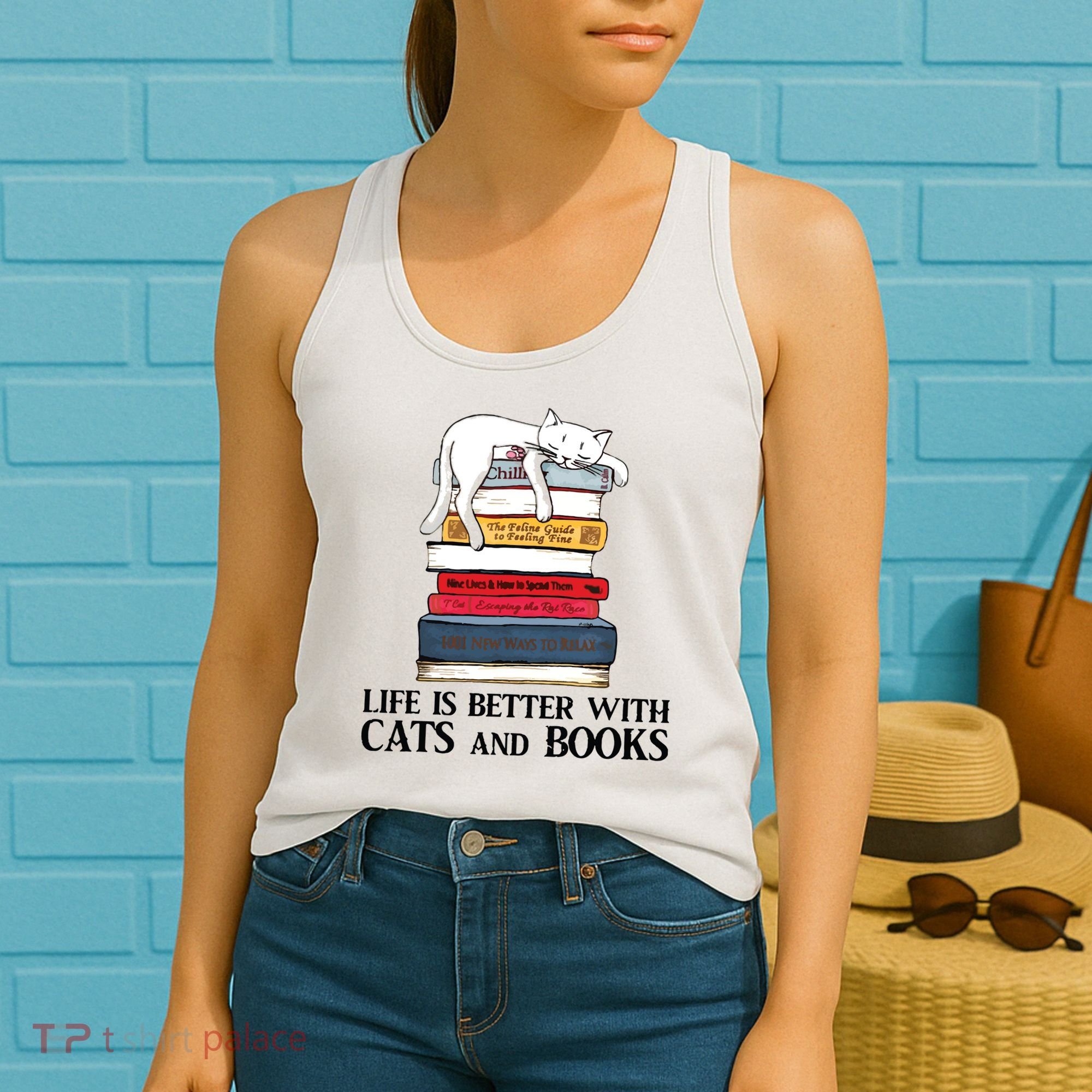 Life Is Better With Cats And Books Cat Book Women's Tank Top