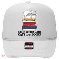 Life Is Better With Cats And Books Cat Book Hat thumb 0