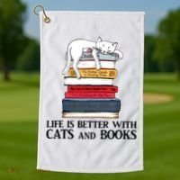 Life Is Better With Cats And Books Cat Book Golf Towel thumb 1