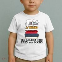Life Is Better With Cats And Books Cat Book Toddler T-Shirt thumb 2
