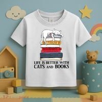 Life Is Better With Cats And Books Cat Book Toddler T-Shirt thumb 3