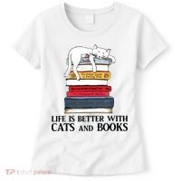 Life Is Better With Cats And Books Cat Book Women's T-Shirt thumb 0