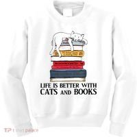 Life Is Better With Cats And Books Cat Book Kids Sweatshirt thumb 0