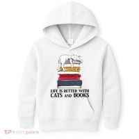 Life Is Better With Cats And Books Cat Book Kids Hoodie thumb 0