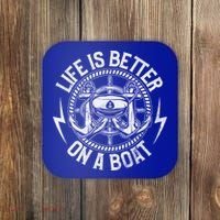 Life Is Better On A Boat Captain Boater Boating Anchor Great Gift Coaster thumb 0