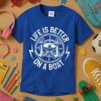 Life Is Better On A Boat Captain Boater Boating Anchor Great Gift Kids T-Shirt thumb 3