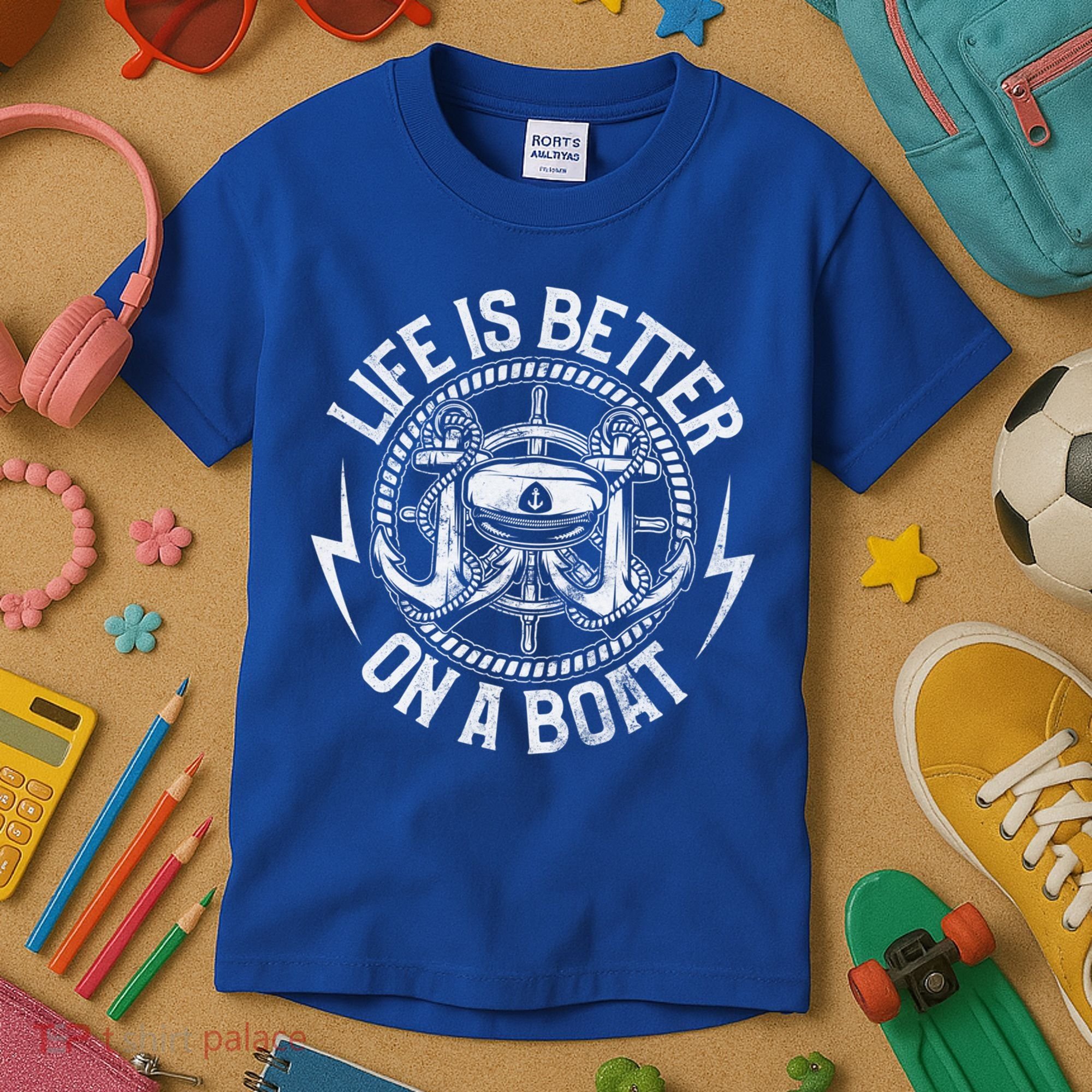 Life Is Better On A Boat Captain Boater Boating Anchor Great Gift Kids T-Shirt
