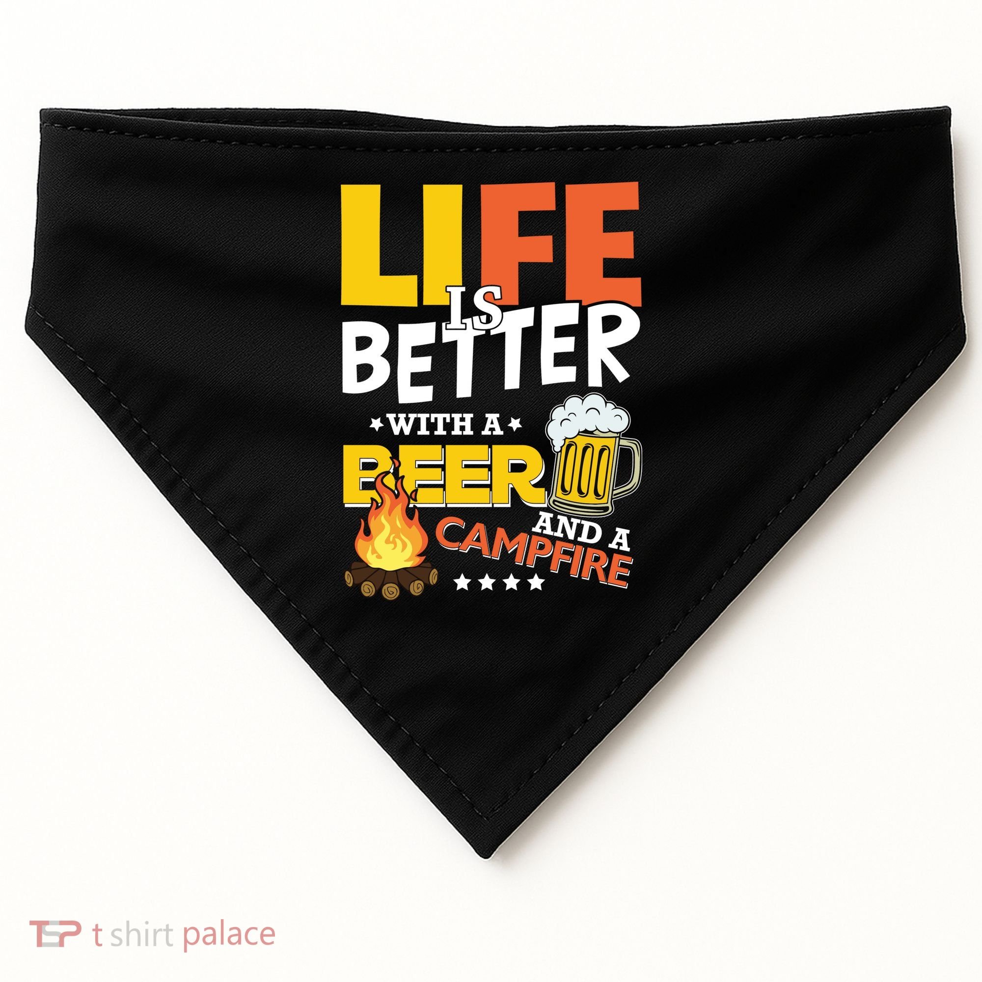 Life Is Better With A Beer And A Campfire Gift For Beer Day USA-Made Doggie Bandana