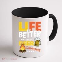 Life Is Better With A Beer And A Campfire Gift For Beer Day Coffee Mug thumb 1