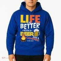 Life Is Better With A Beer And A Campfire Gift For Beer Day Hoodie thumb 2