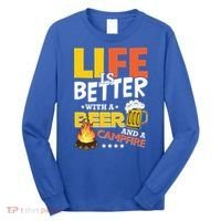 Life Is Better With A Beer And A Campfire Gift For Beer Day Long Sleeve Shirt thumb 0