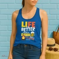 Life Is Better With A Beer And A Campfire Gift For Beer Day Women's Tank Top thumb 2