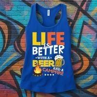 Life Is Better With A Beer And A Campfire Gift For Beer Day Women's Tank Top thumb 3