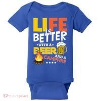 Life Is Better With A Beer And A Campfire Gift For Beer Day Baby Bodysuit thumb 0